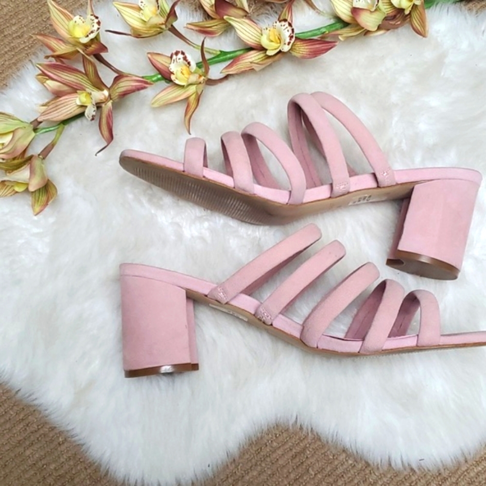 Marc Fisher MFShire Pink Suede Mules Heels Size 11
